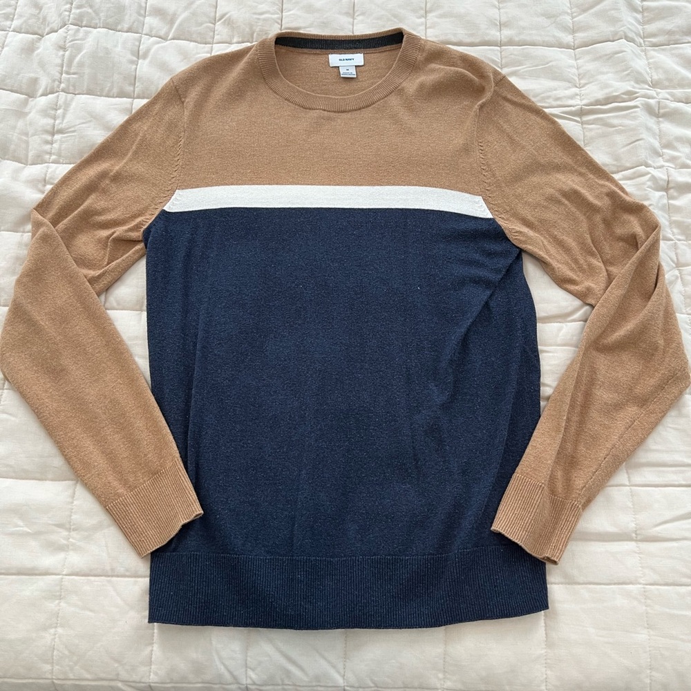 Old Navy Tan and Navy Colorblock Longsleeve